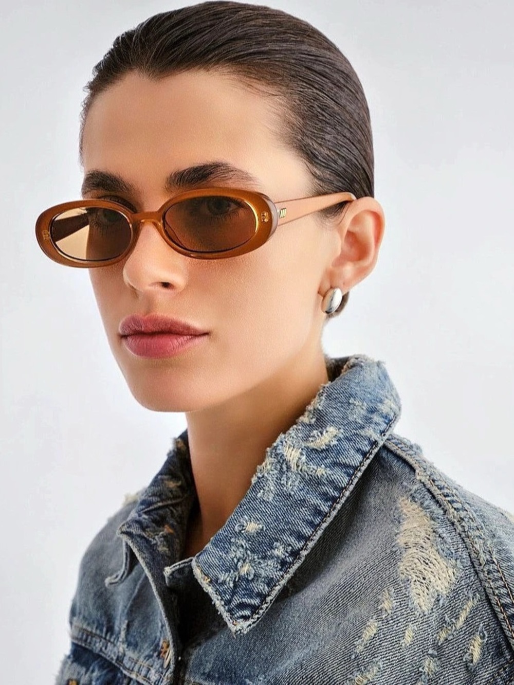Le Specs Outta Love Oval Sunglasses in CARAMEL TAN TINT